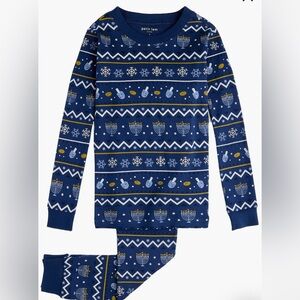 Petit Lem Hanukkah Fair Isle Print Fitted Organic Cotton 2pc Pajamas Set NWT